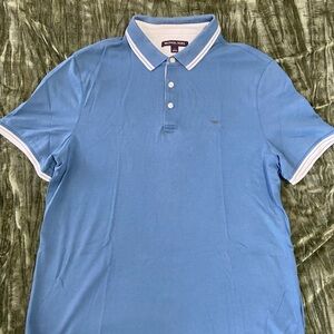 Michael Kors Men's Sky Blue Polo with White-Trim Collar